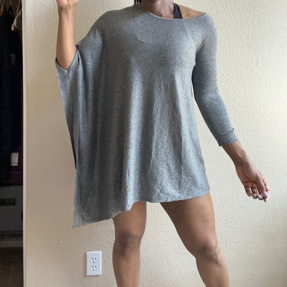 Express silver asymmetrical Hem Tunic Dress